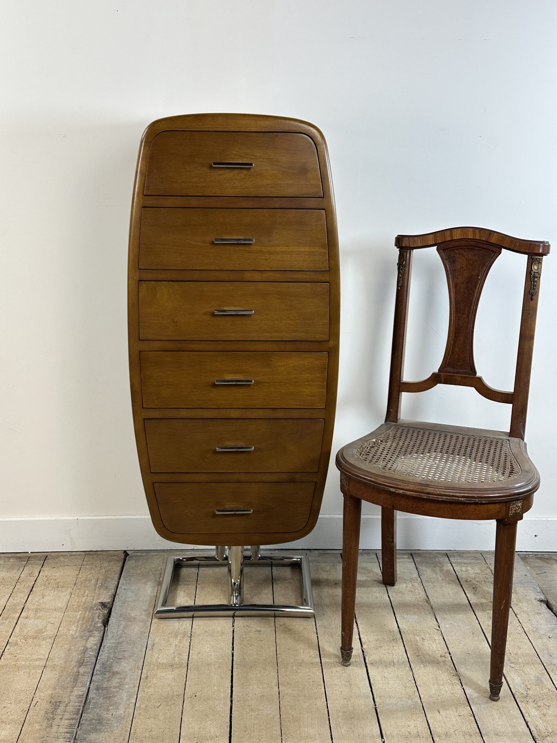 Meuble de rangement / chiffonnier Monaco de style Art déco en bois et chrome – Image 5