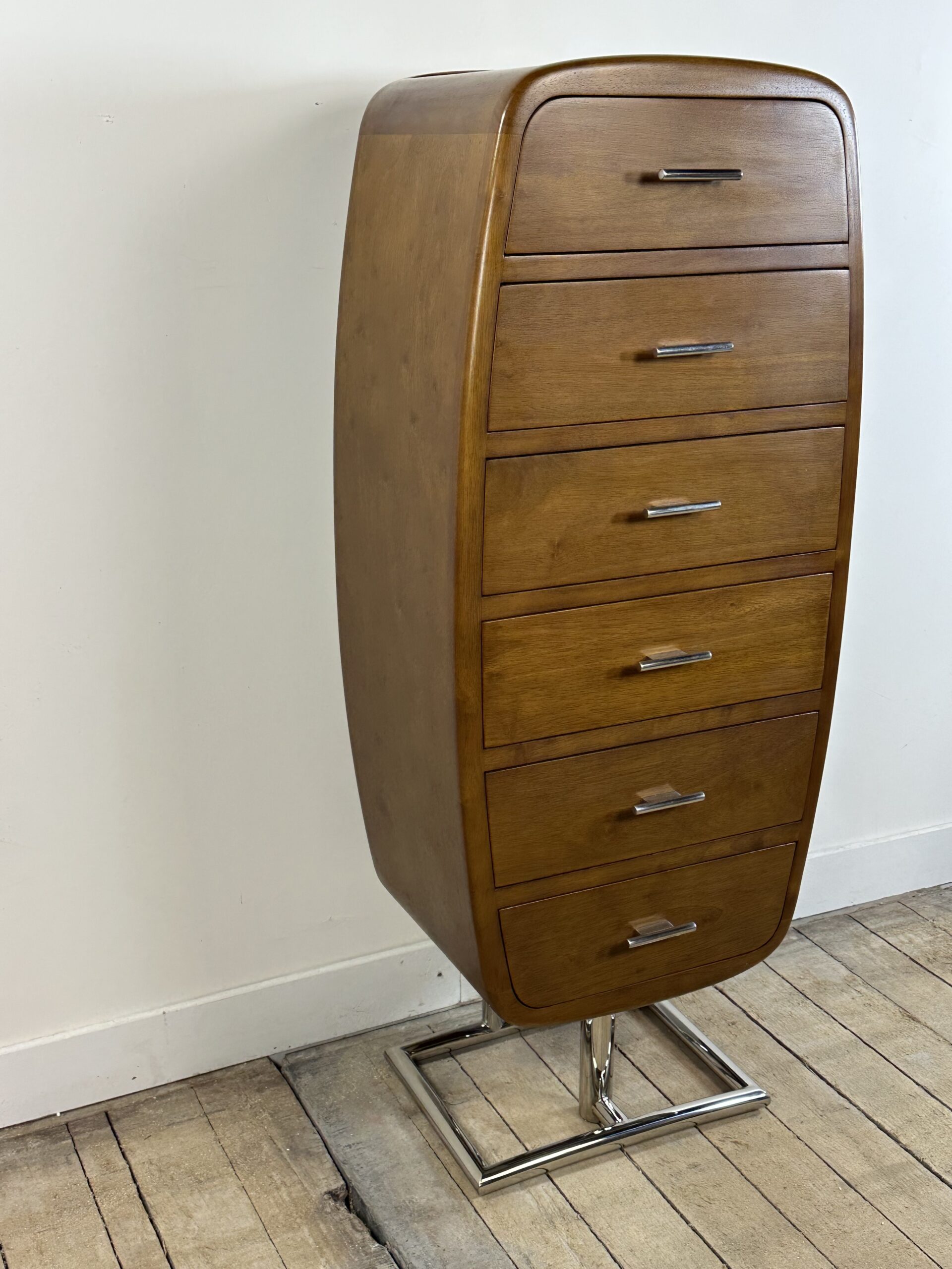 Meuble de rangement / chiffonnier Monaco de style Art déco en bois et chrome – Image 4