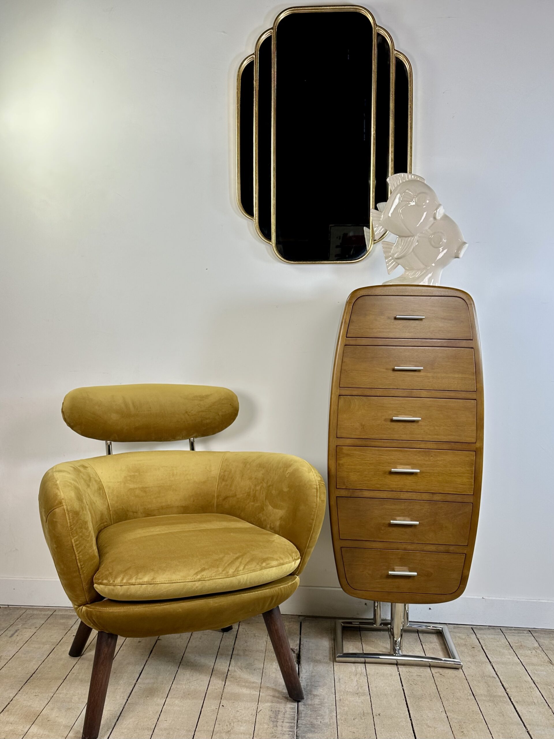 Meuble de rangement / chiffonnier Monaco de style Art déco en bois et chrome – Image 3