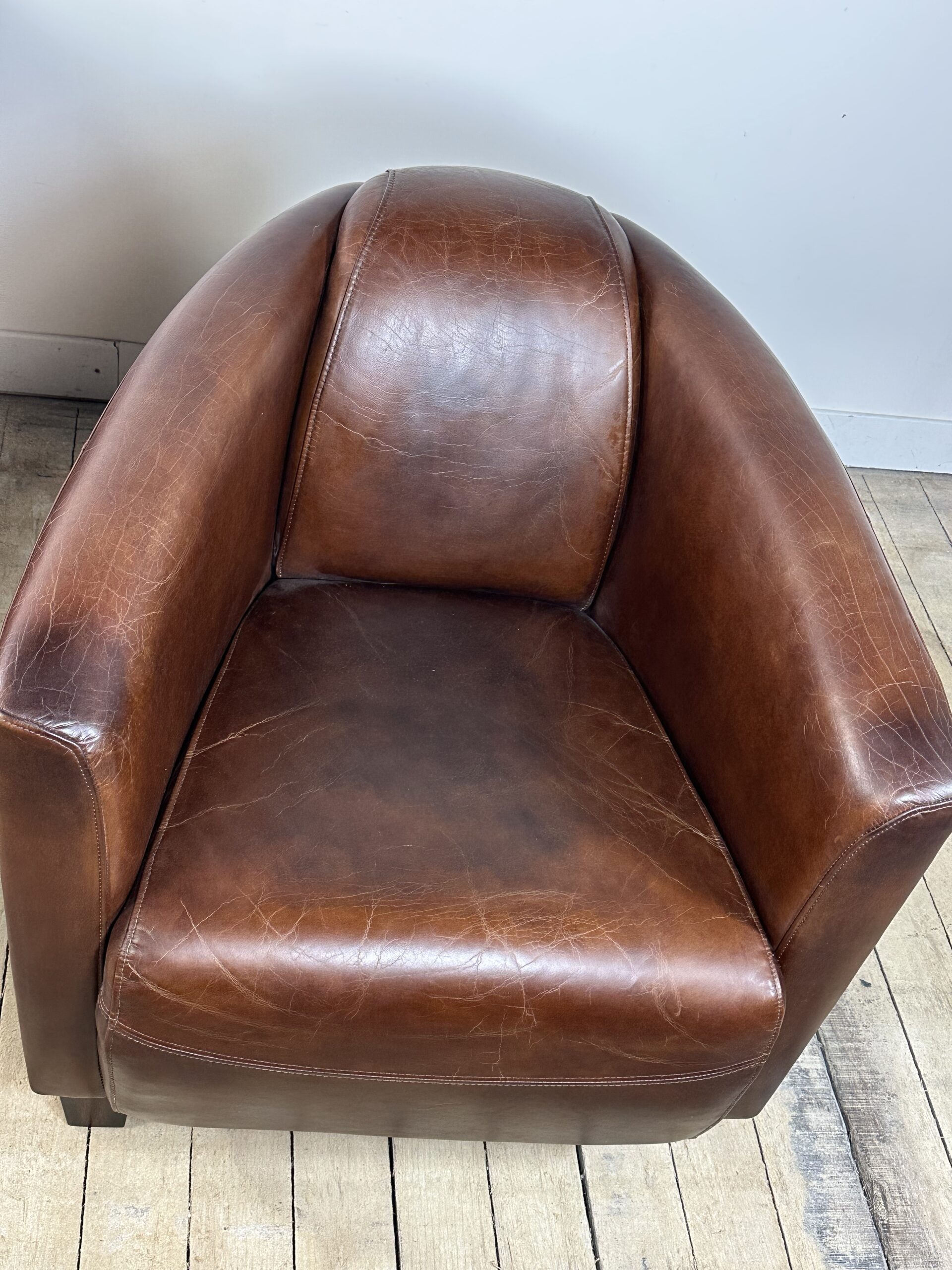 Fauteuils (la paire) Club Havane en cuir patiné – Image 6