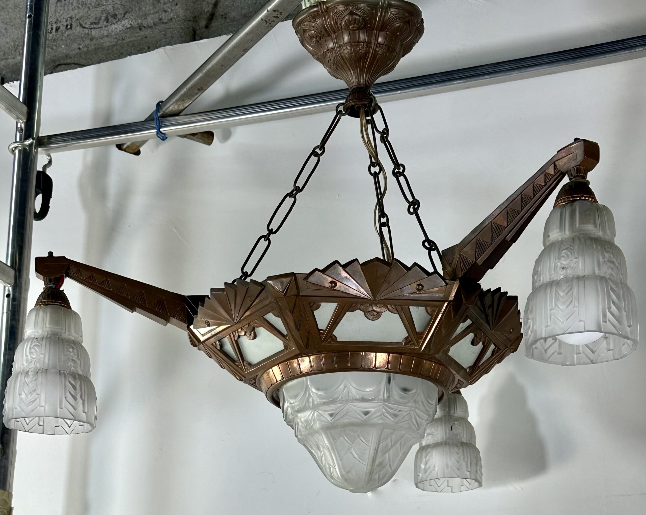 Lustre Art déco 4 feux 1930 – Image 14