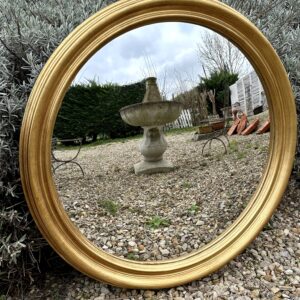 Miroir en bois oeil de sorcière (convexe) doré Diam 85 cm