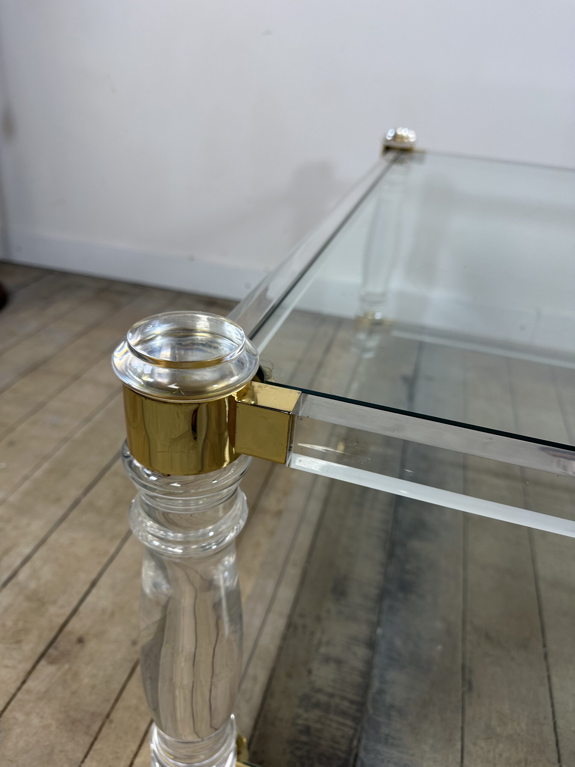 Table basse Hollywood Regency en altuglass et verre 1970'S – Image 3