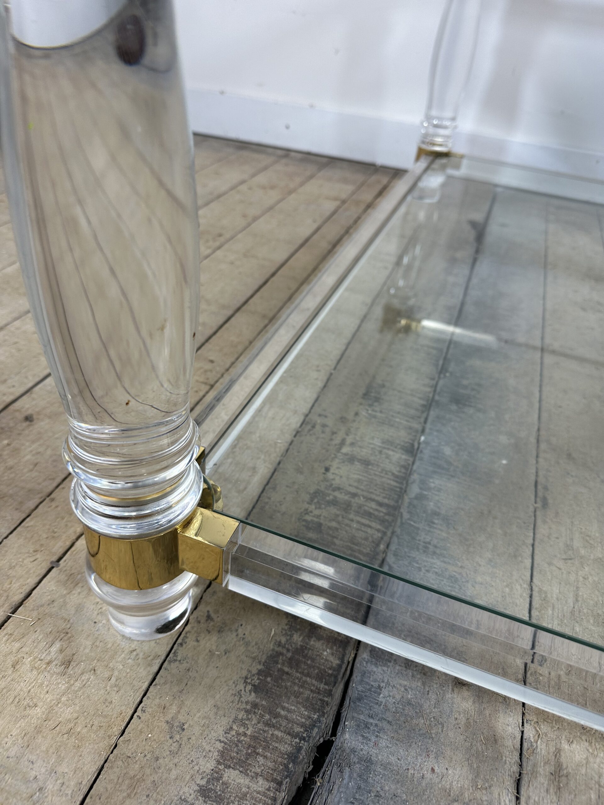 Table basse Hollywood Regency en altuglass et verre 1970'S – Image 4