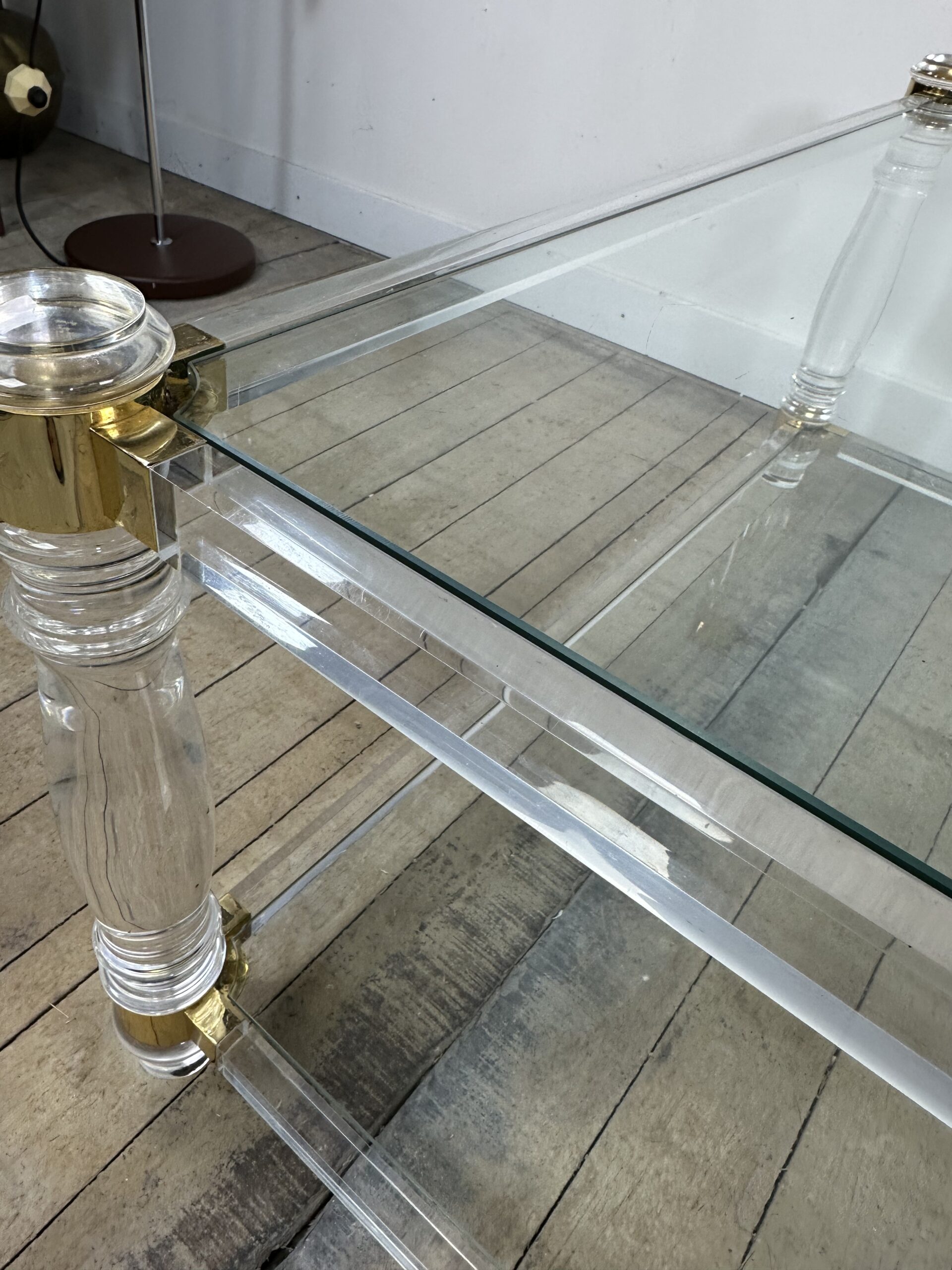 Table basse Hollywood Regency en altuglass et verre 1970'S – Image 5