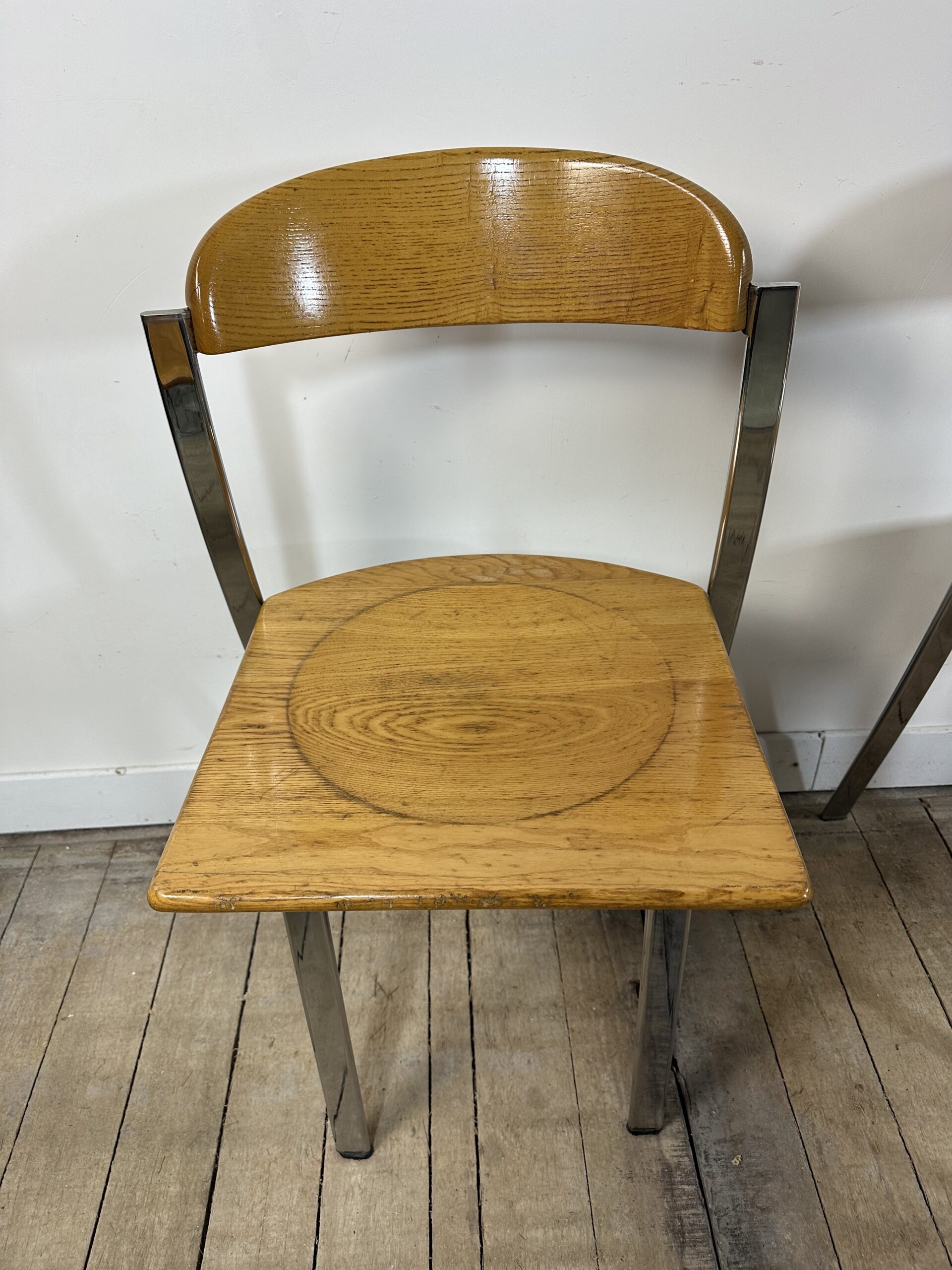 Ensemble Table + 6 chaises en orme et chrome vintage 1980 – Image 14