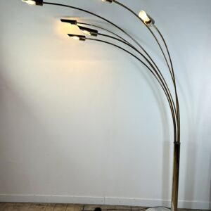 Lampadaire Arc italien 6 lumières en laiton doré 1970'S