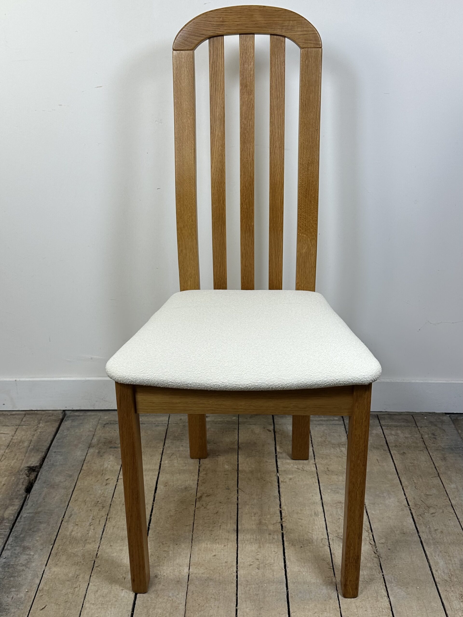 Chaises (lot de 4) en orme massif et tissu vintage 1980 – Image 7