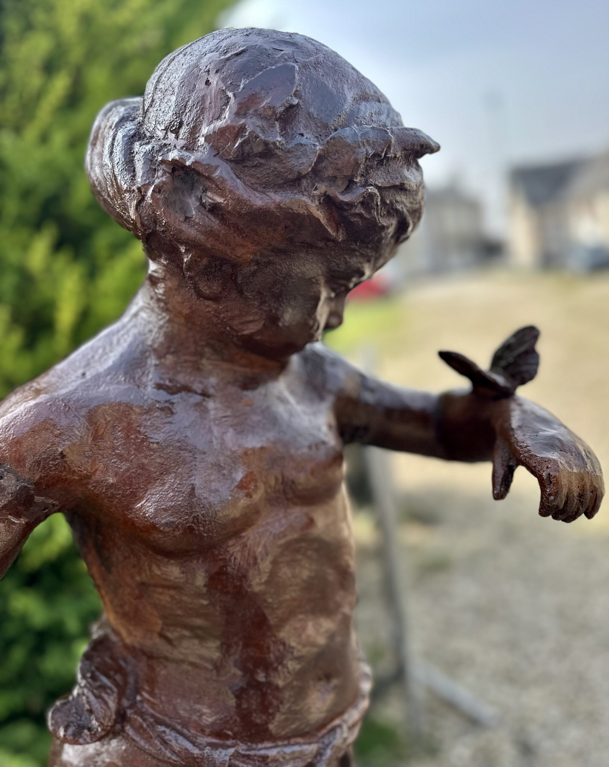 Statue en fonte "la fillette au papillon" années 1980 – Image 2