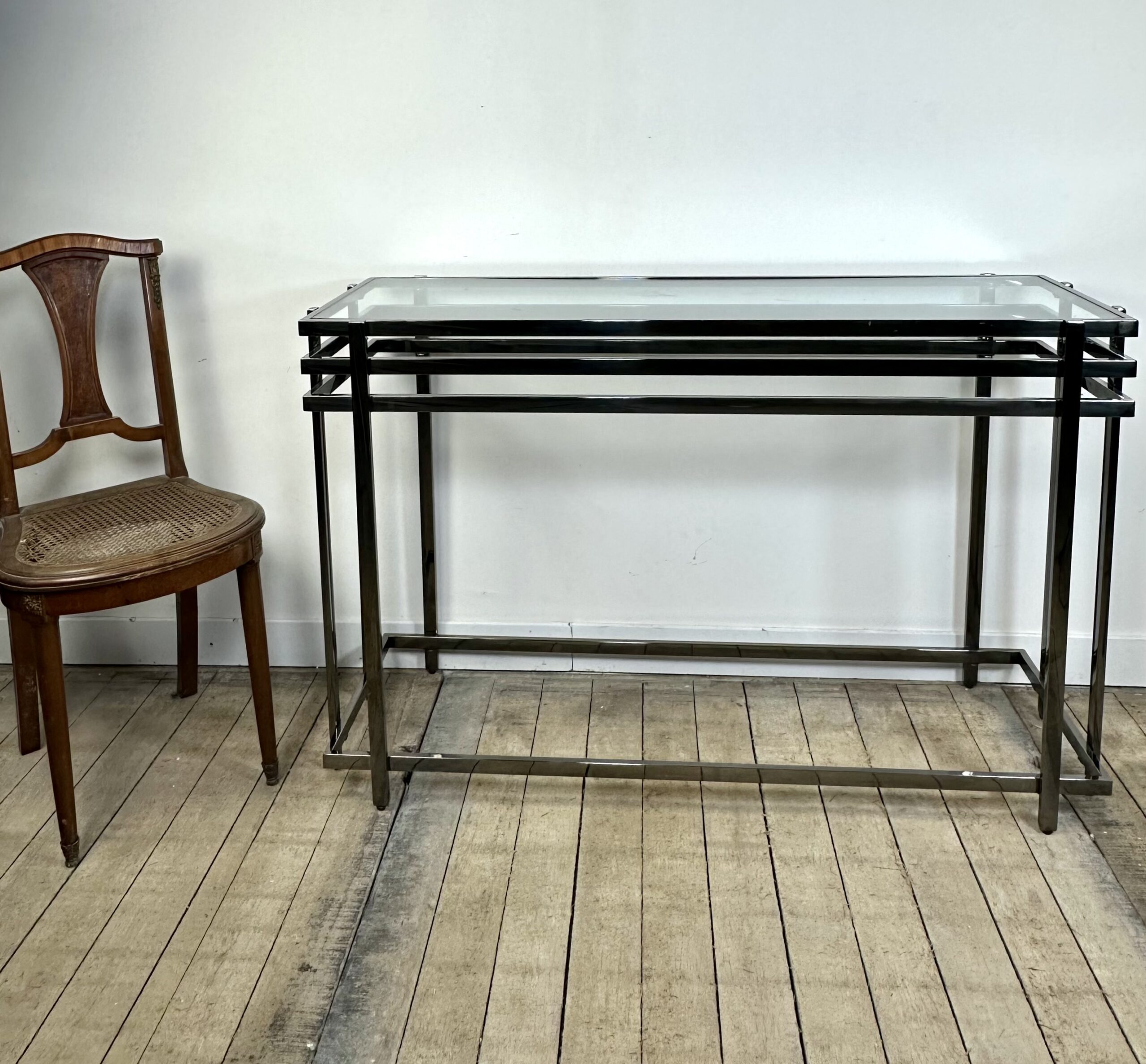 Console en métal argenté fumé années 2000 – Image 6