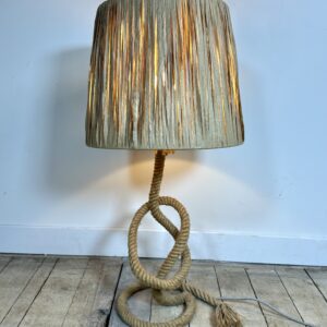 Lampe Audoux Minet en corde et rafia 1950'S