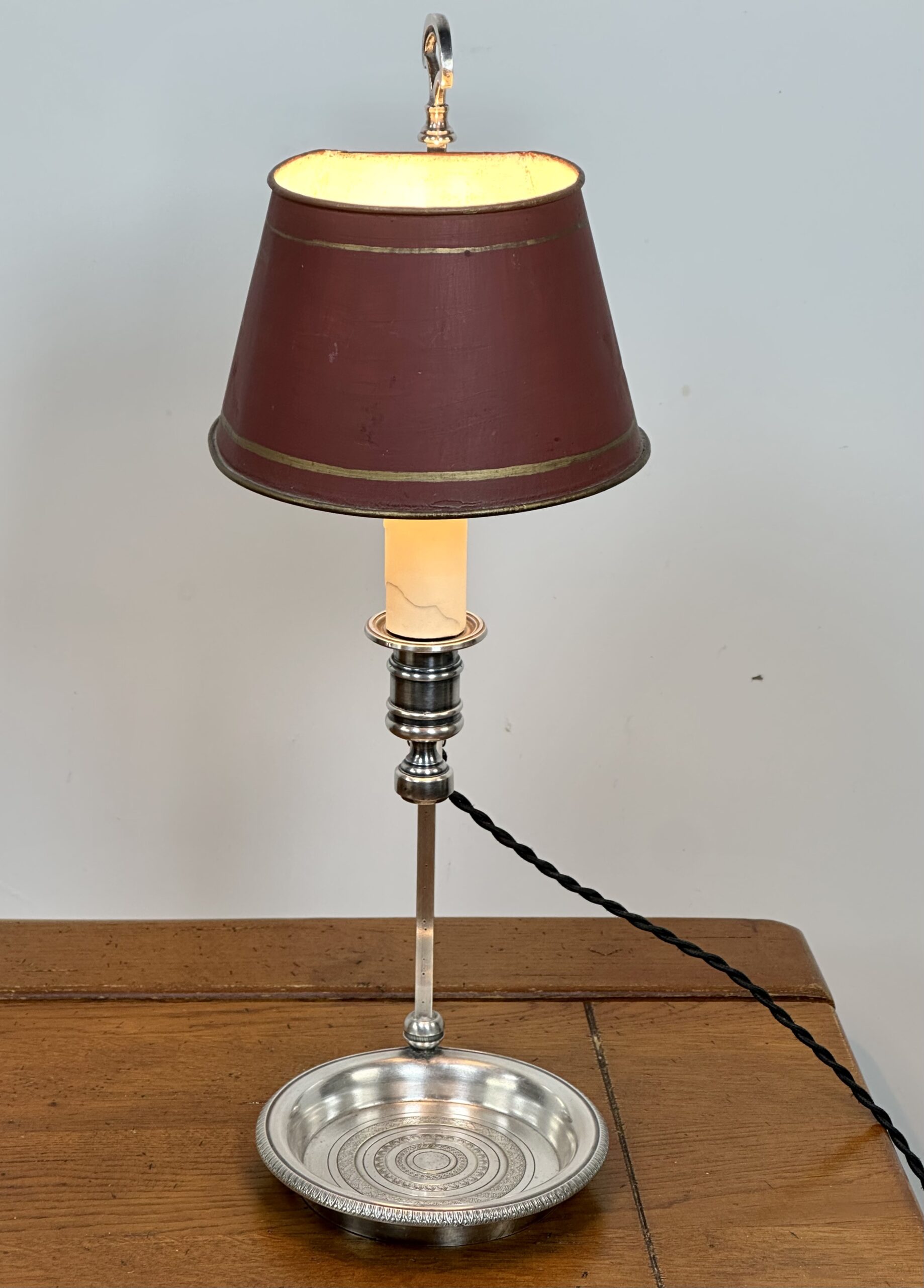 Lampe Quinquet en métal argenté XIX eme – Image 8