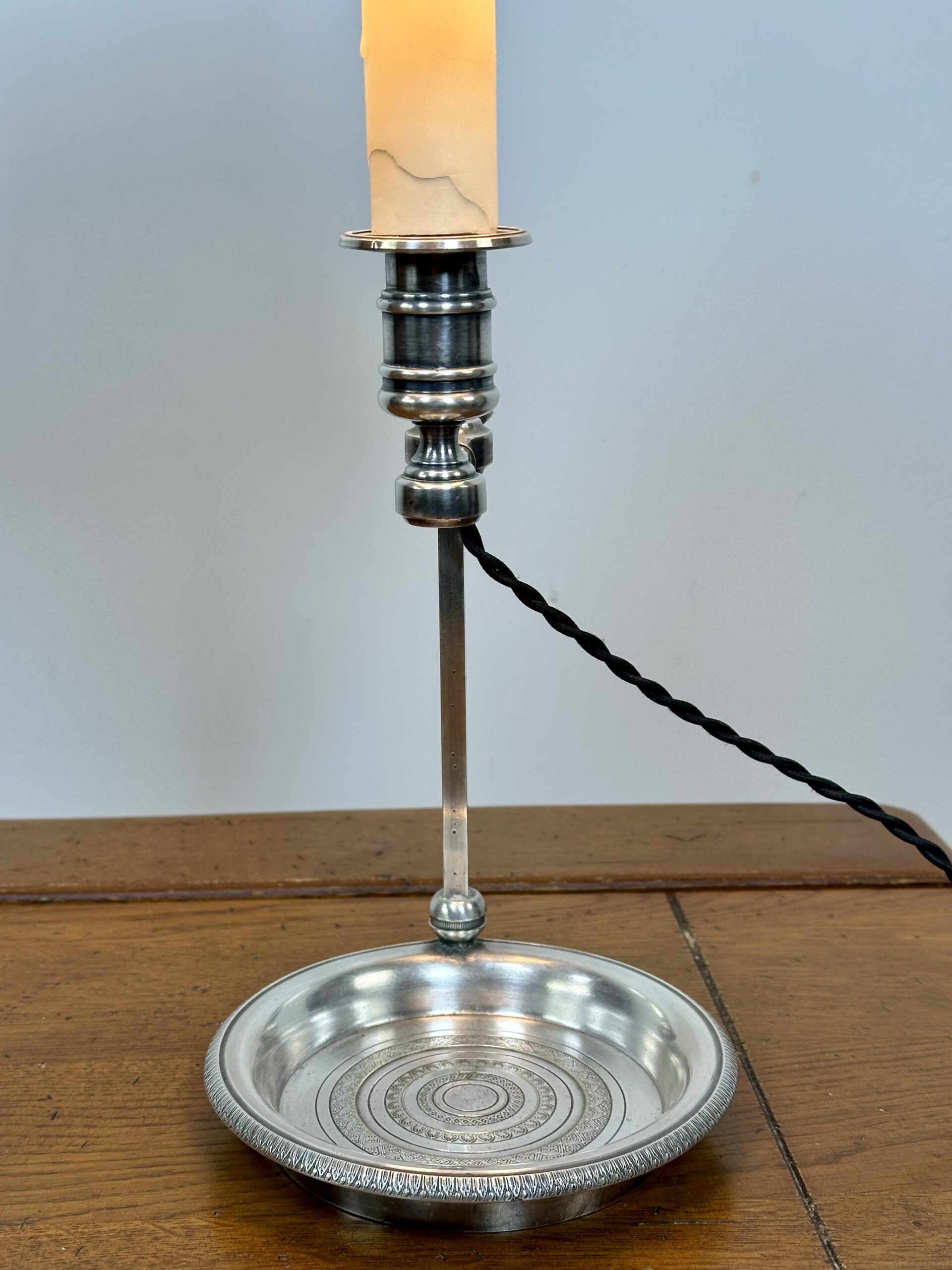 Lampe Quinquet en métal argenté XIX eme – Image 7