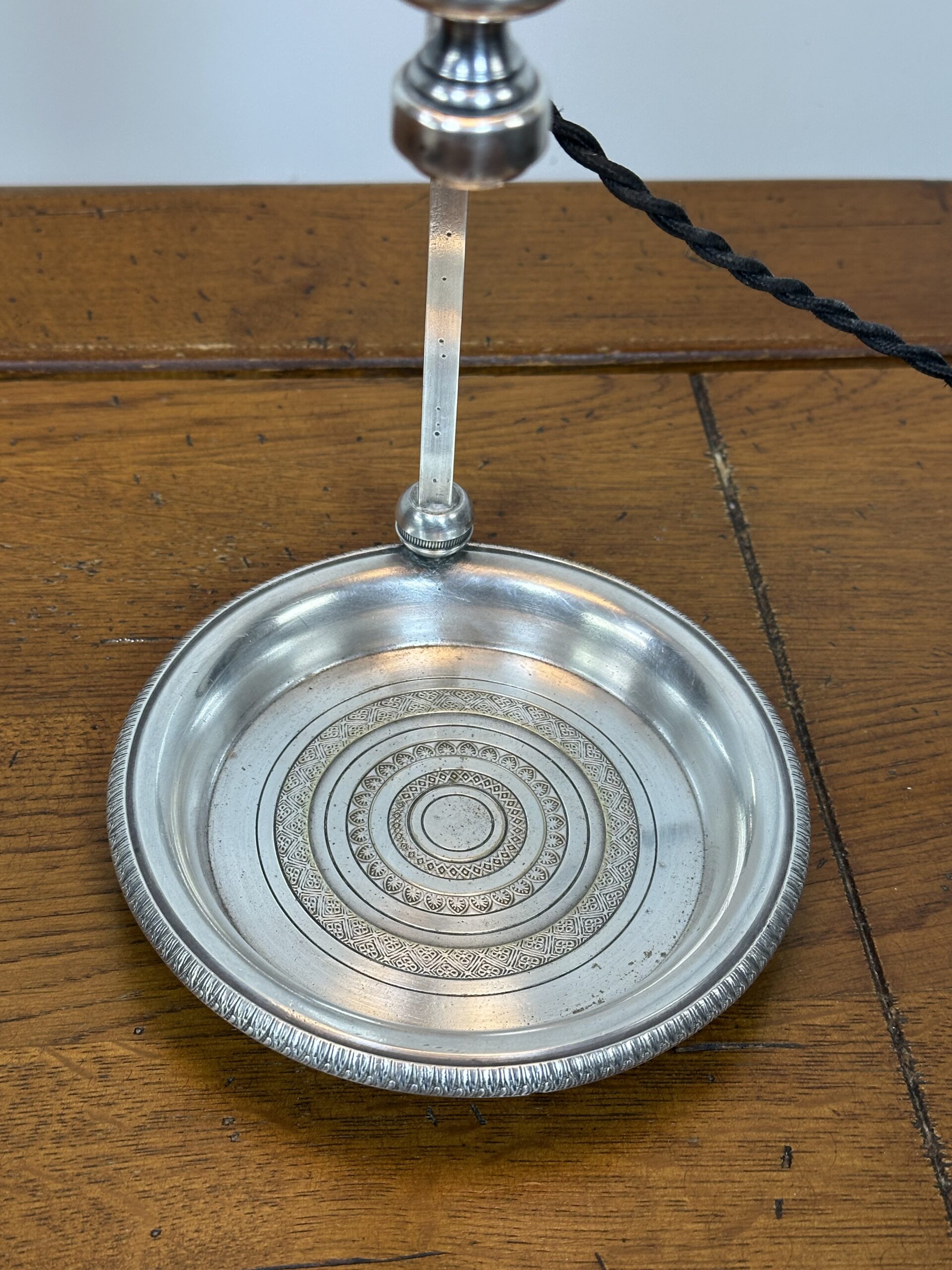 Lampe Quinquet en métal argenté XIX eme – Image 6