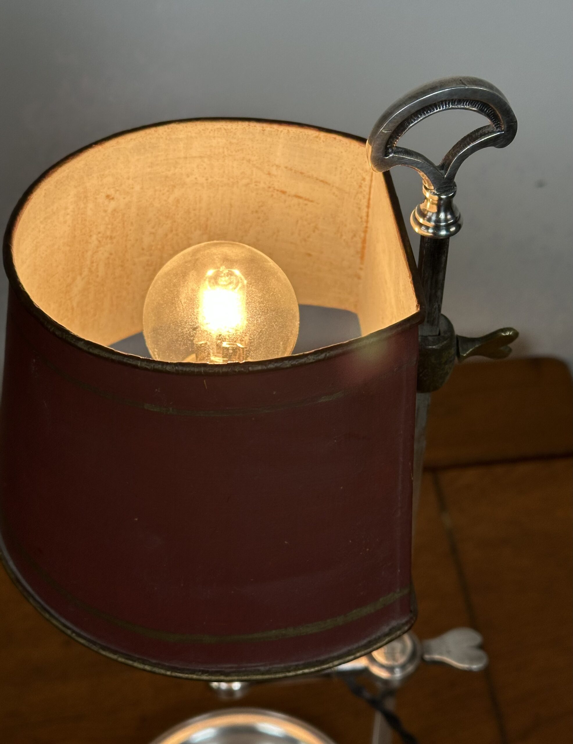 Lampe Quinquet en métal argenté XIX eme – Image 4