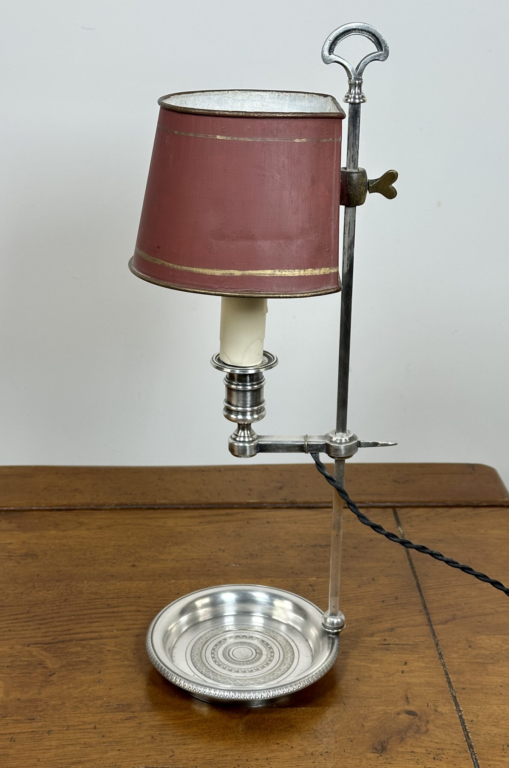 Lampe Quinquet en métal argenté XIX eme – Image 3