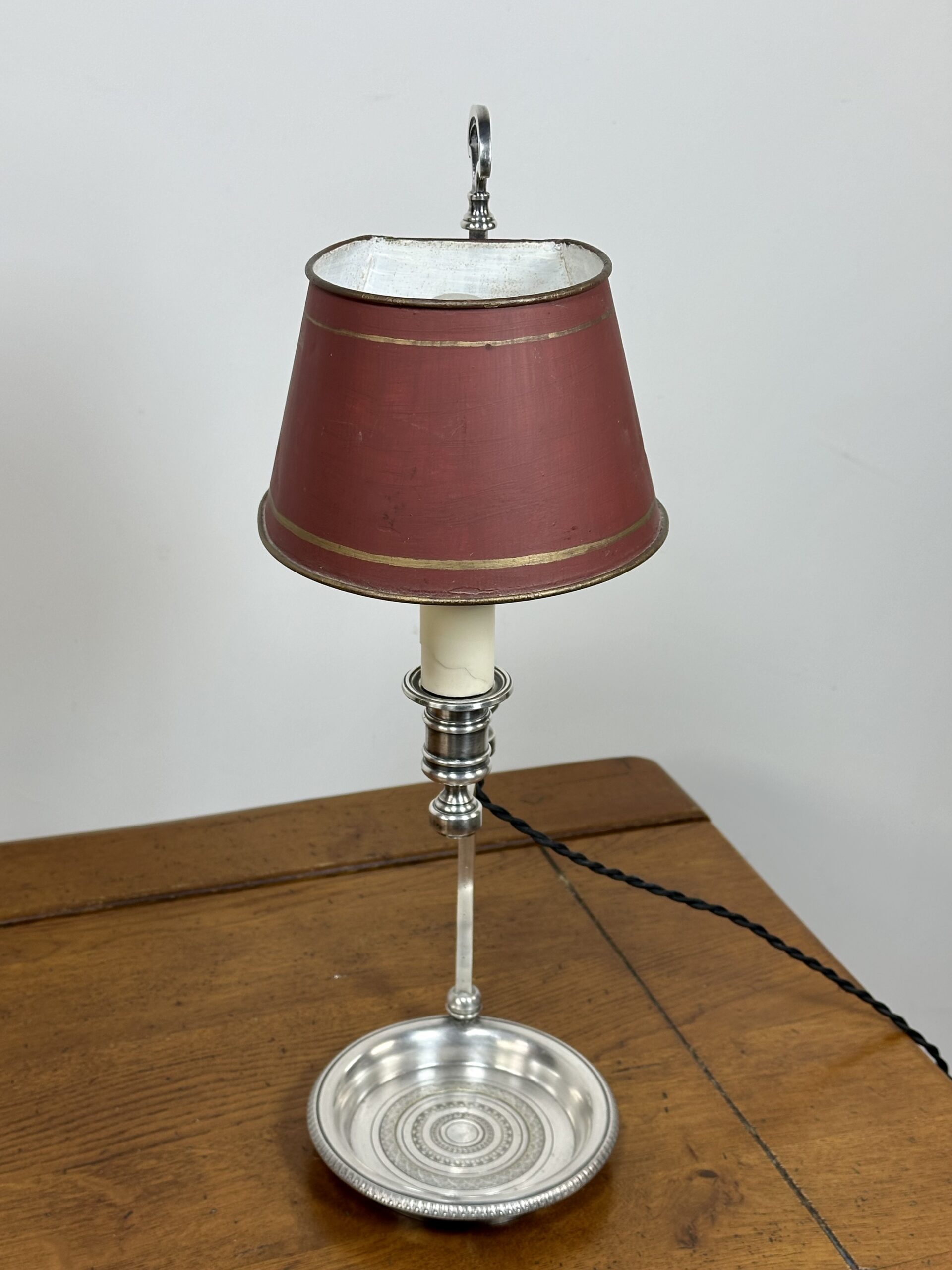Lampe Quinquet en métal argenté XIX eme – Image 2