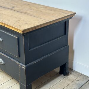 Alternative view of Commode basse en pichepin et patine gris foncé début XXeme