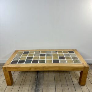 Table basse en orme et grès Céram Maison Regain 1970