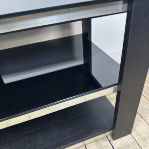 Alternative view of Meuble TV HI-FI en mélaminé noir et alu brossé vintage 80'S