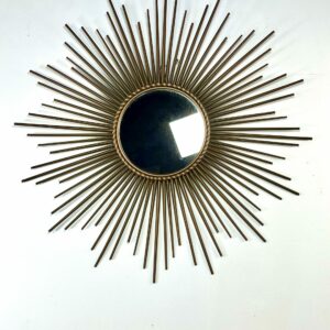 Miroir Soleil Chaty Vallauris en métal doré Années 1950/60