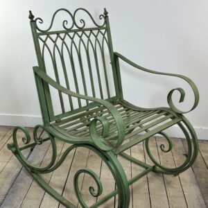 Rocking Chair en Fer Forgé Vert Patiné