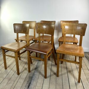Lot de 6 chaises Bistrot Thonet vintage en bois 1960'S