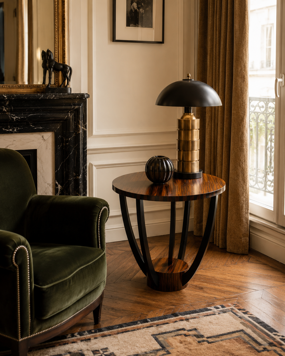 Guéridon Art Déco années 1930 en palissandre et ébène de Macassar – Image 2