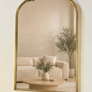 Miroir à fronton en métal doré années 2000