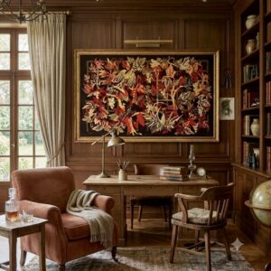 Alternative view of Tapisserie Hervé Lelong 1960 Laine tissée Art textile français