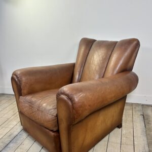 Fauteuil Club en Cuir Vintage Années 1950