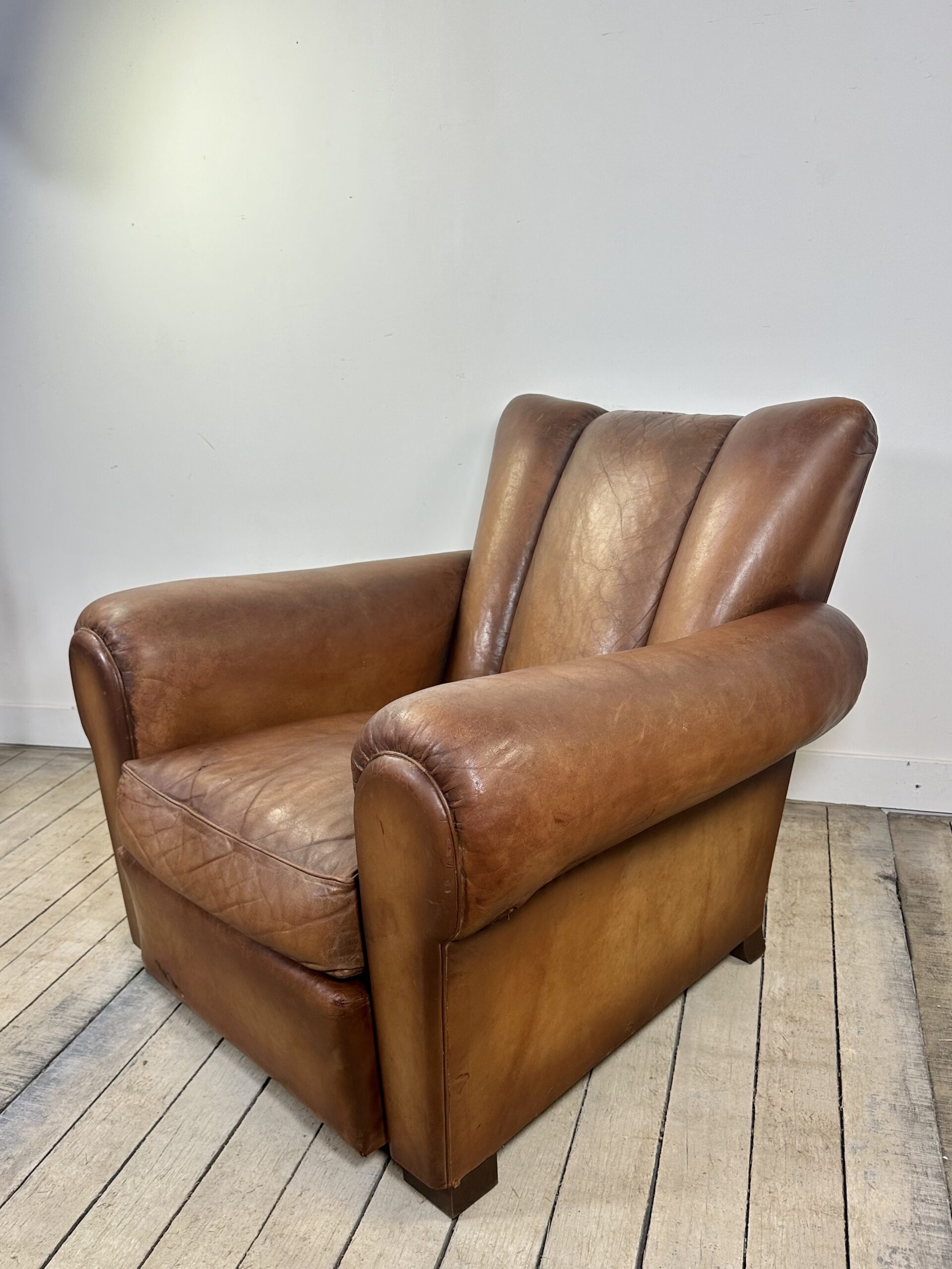 Fauteuil Club en Cuir Vintage Années 1950
