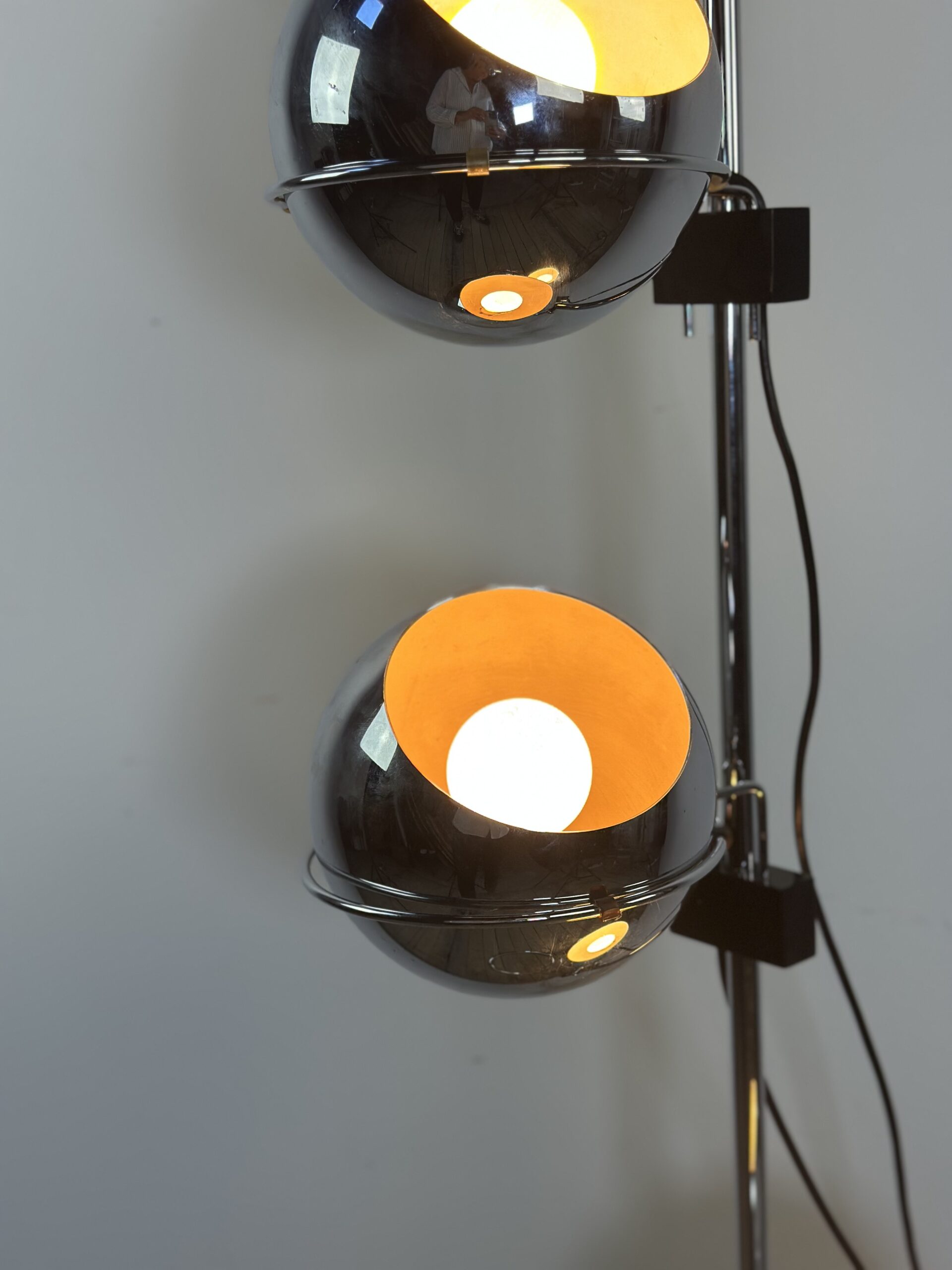 Lampadaire Vintage Space Age "Eyeball" 3 Globes Chromés 1970'S – Image 5