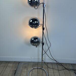 Lampadaire Vintage Space Age "Eyeball" 3 Globes Chromés 1970'S – Image 6
