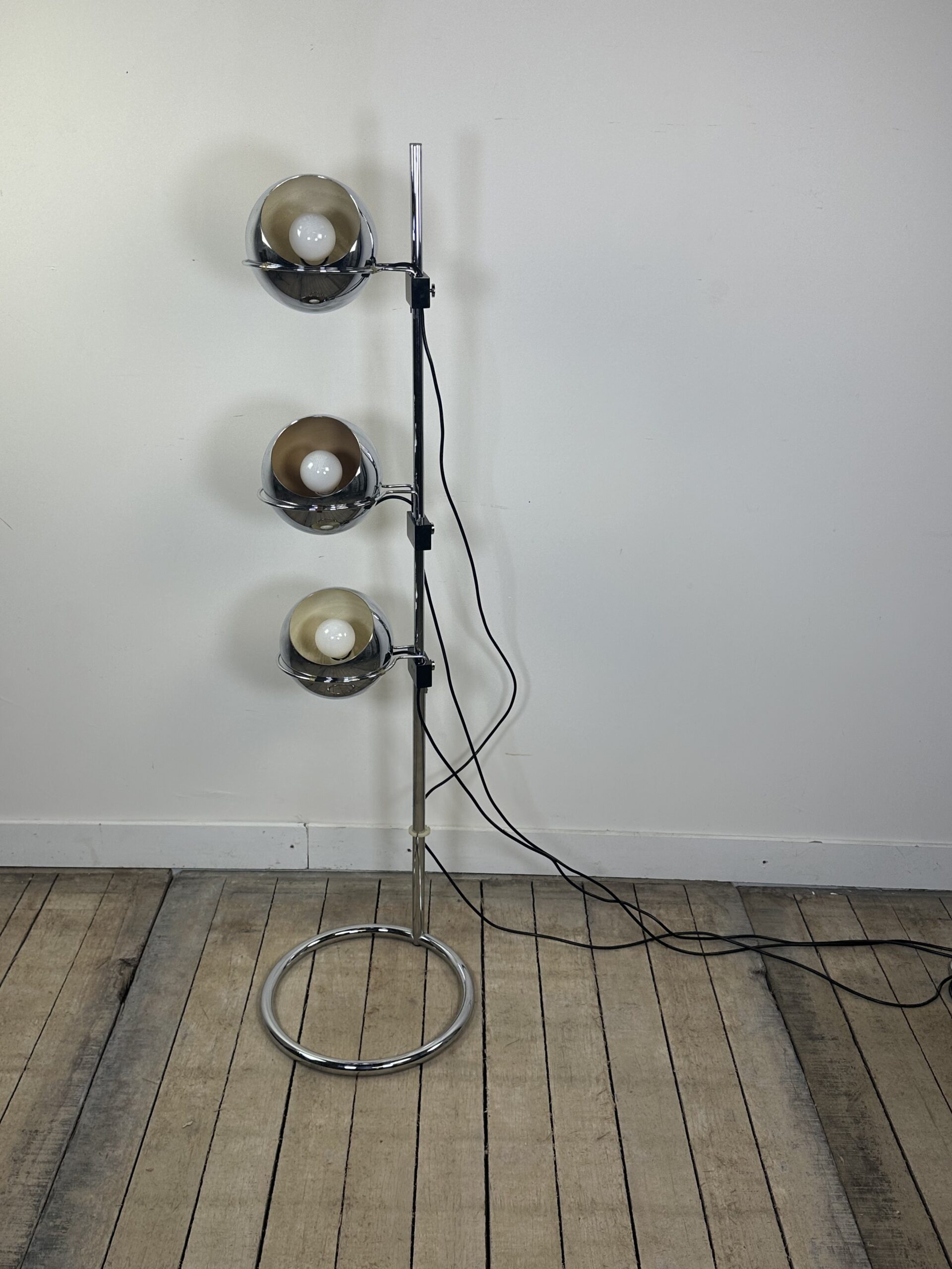 Lampadaire Vintage Space Age "Eyeball" 3 Globes Chromés 1970'S – Image 11