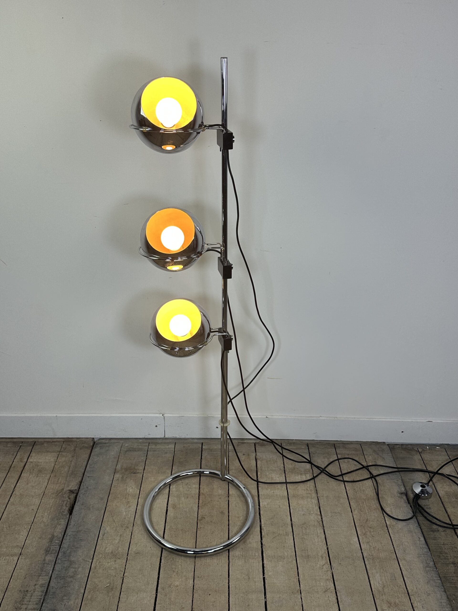Lampadaire Vintage Space Age "Eyeball" 3 Globes Chromés 1970'S – Image 12