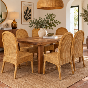 Alternative view of Chaises (lot de 6) vintage 1970 en rotin blond