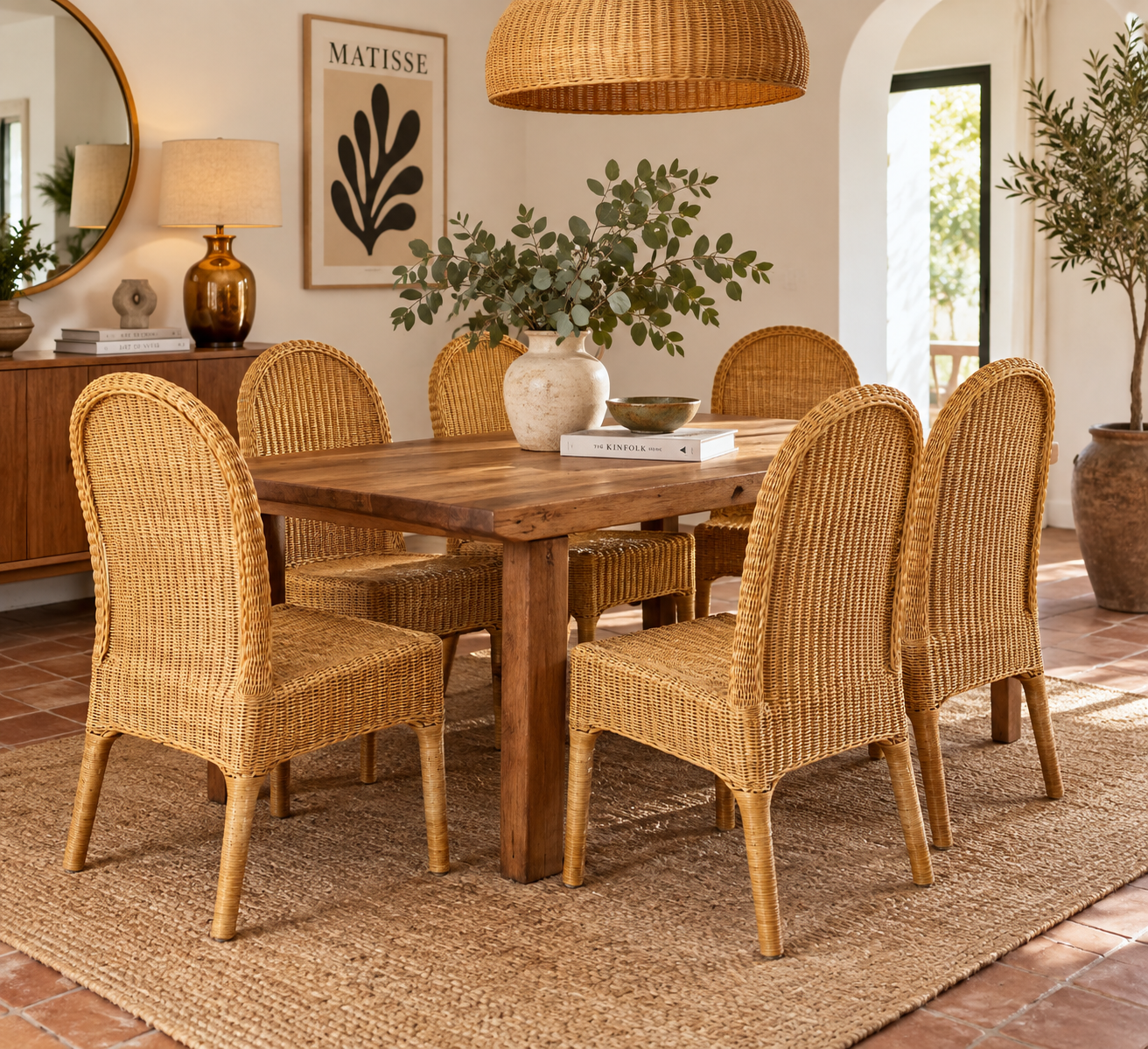 Chaises (lot de 6) vintage 1970 en rotin blond – Image 2