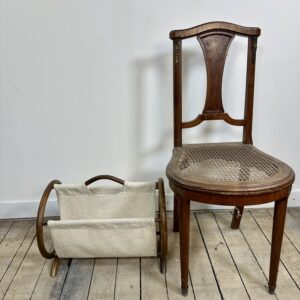 Porte-journaux vintage 1960 en bambou courbé et toile – Image 7