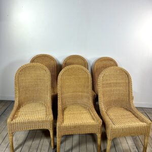 Chaises (lot de 6) vintage 1970 en rotin blond