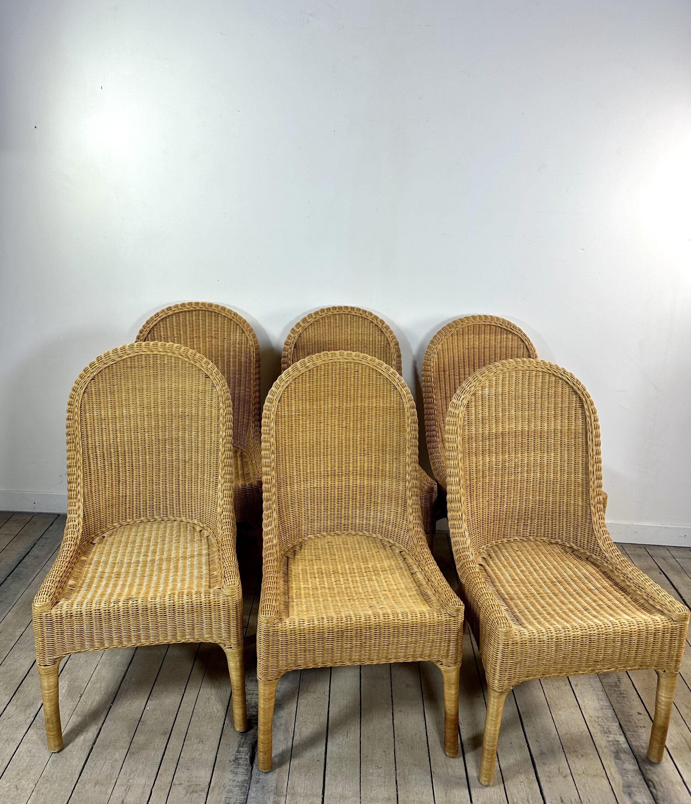 Chaises (lot de 6) vintage 1970 en rotin blond