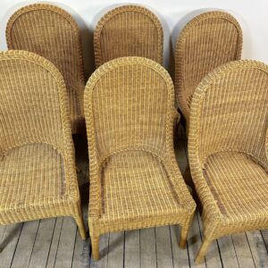 Chaises (lot de 6) vintage 1970 en rotin blond – Image 4