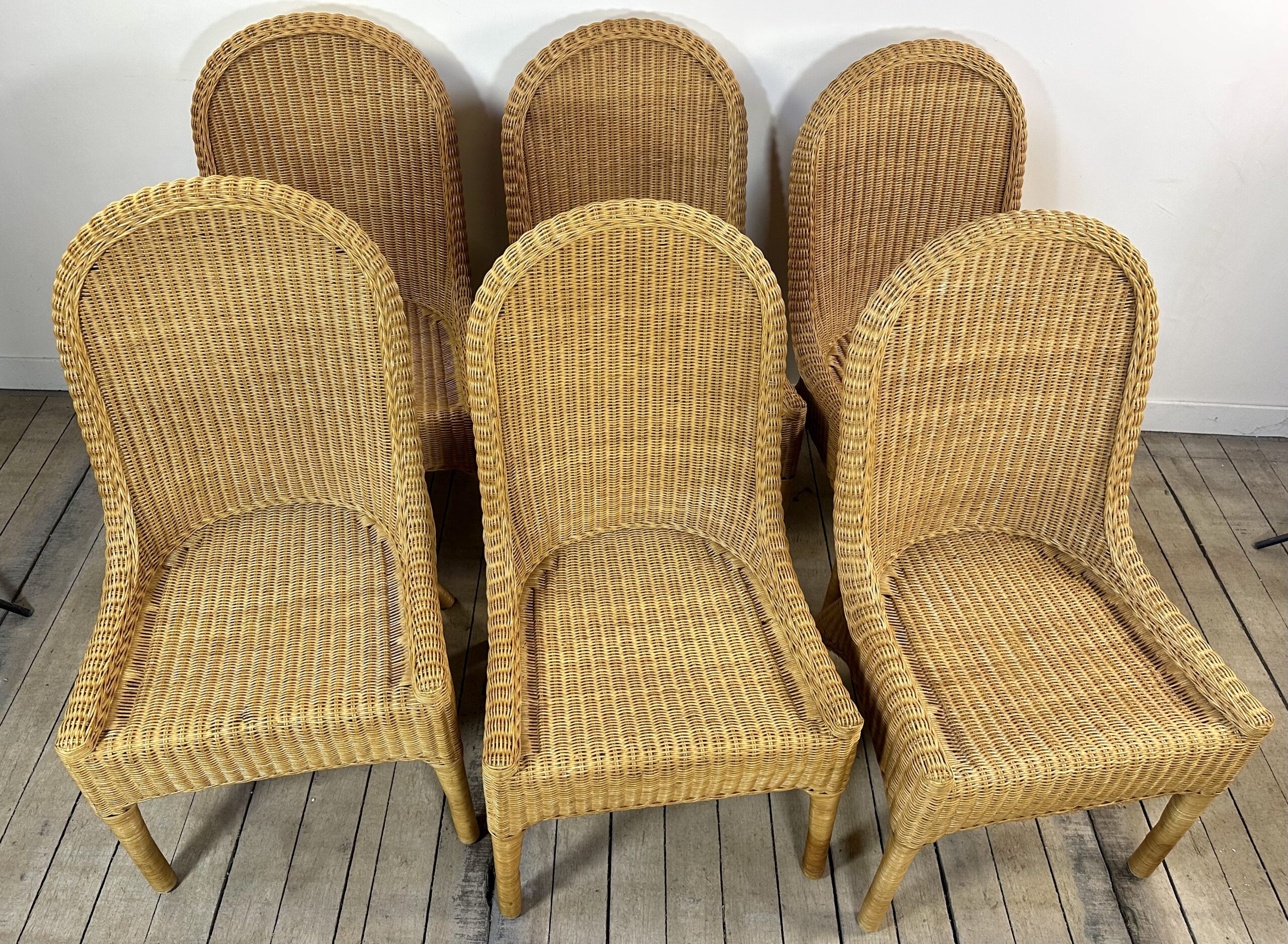 Chaises (lot de 6) vintage 1970 en rotin blond – Image 4