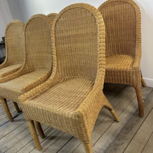 Chaises (lot de 6) vintage 1970 en rotin blond – Image 3