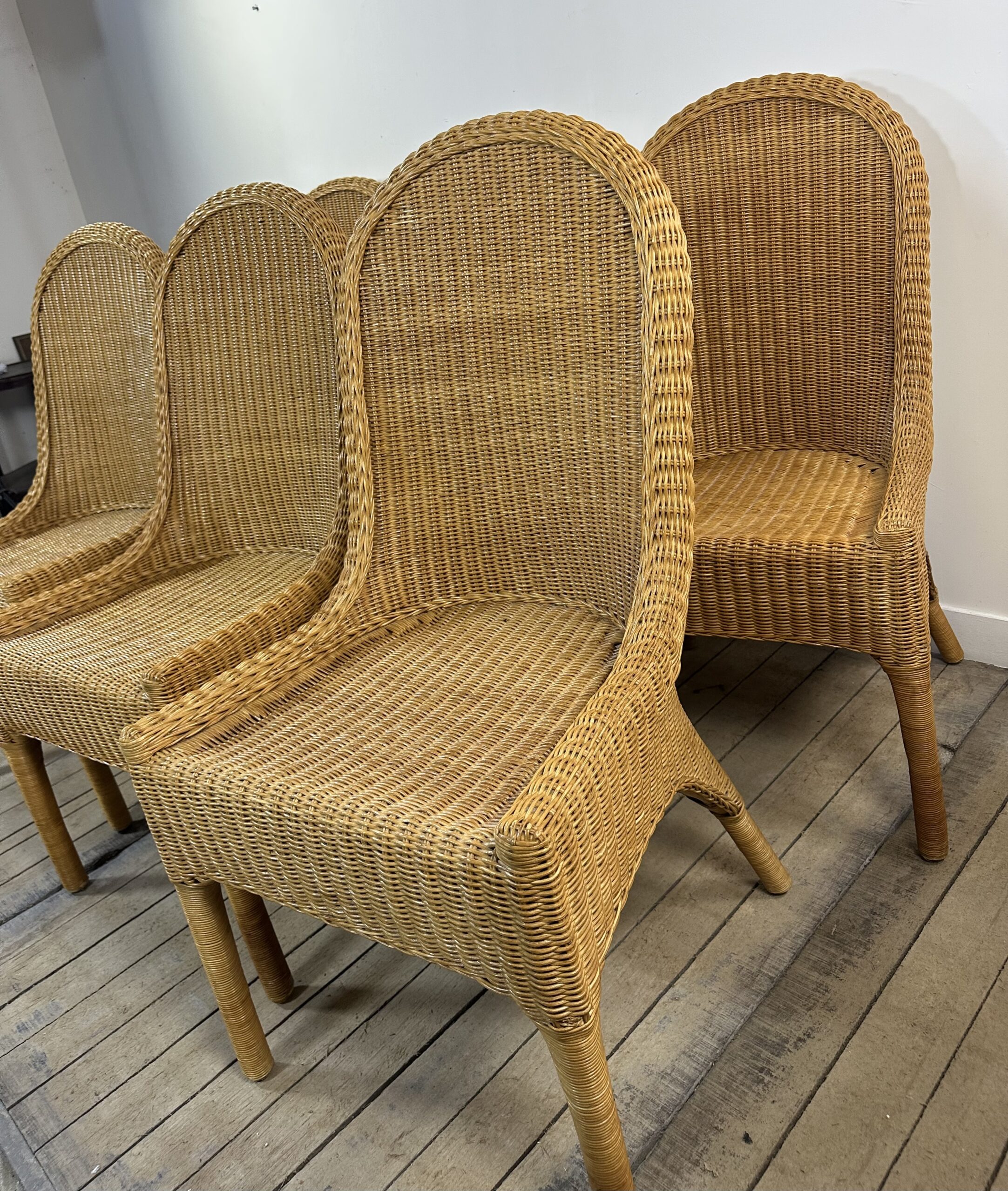 Chaises (lot de 6) vintage 1970 en rotin blond – Image 3