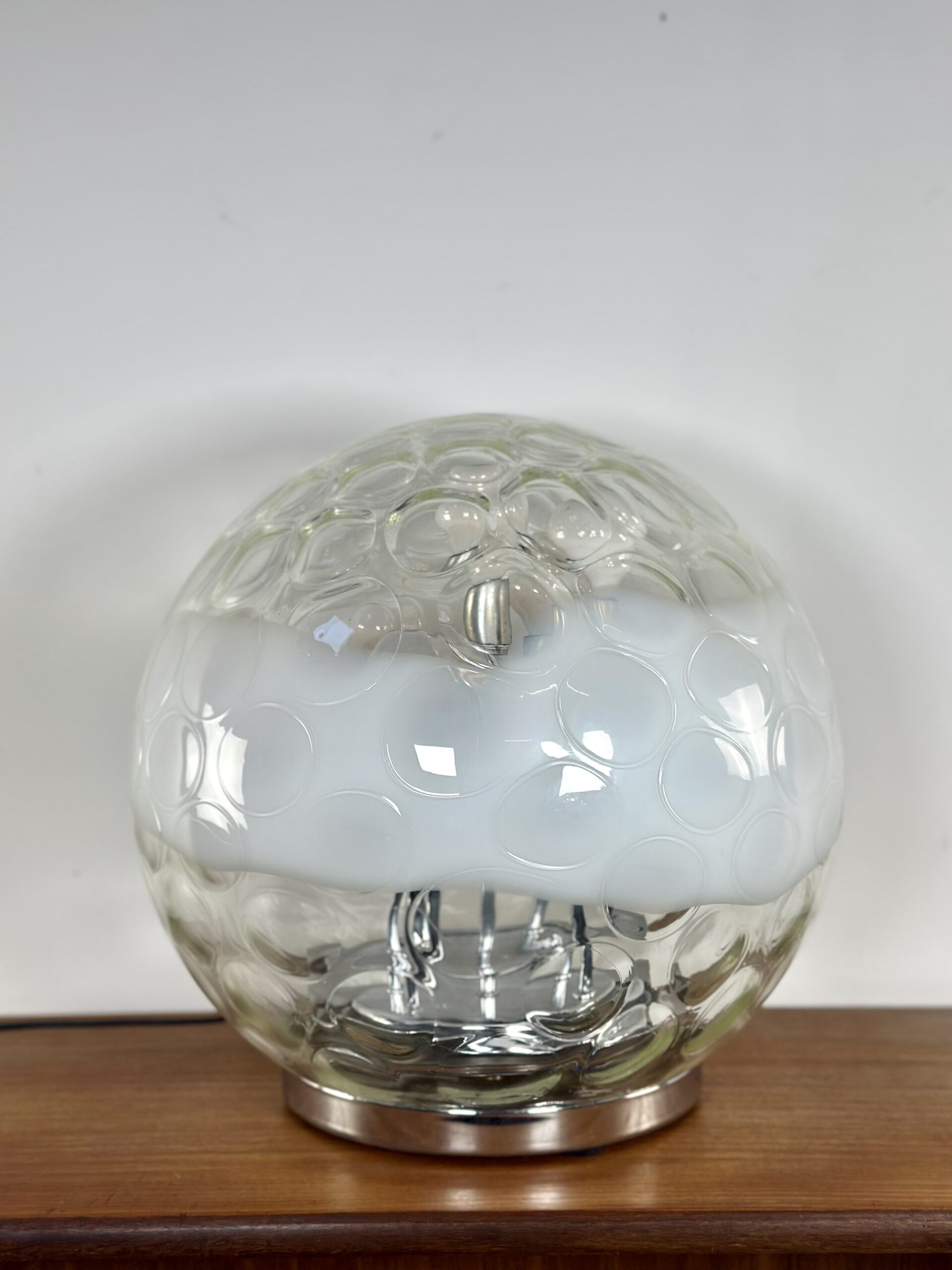 Lampe boule vintage Verre soufflé et bullé de Murano Années 1970 – Image 8