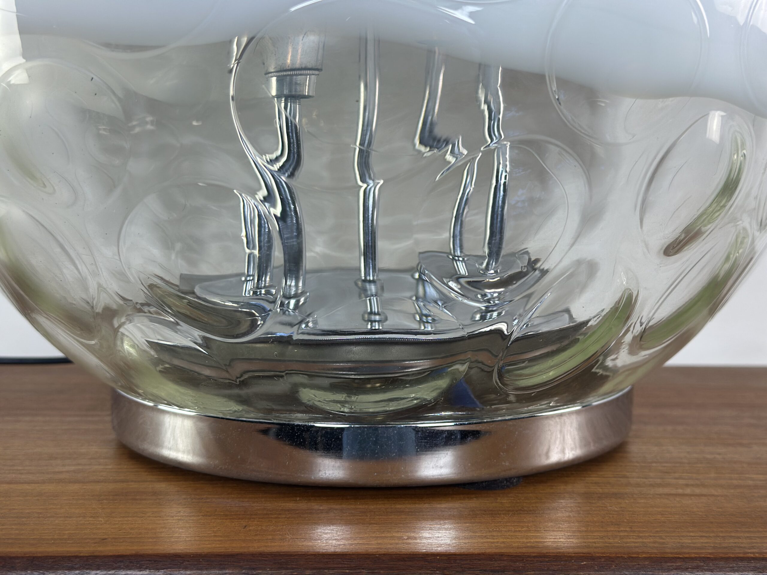 Lampe boule vintage Verre soufflé et bullé de Murano Années 1970 – Image 10