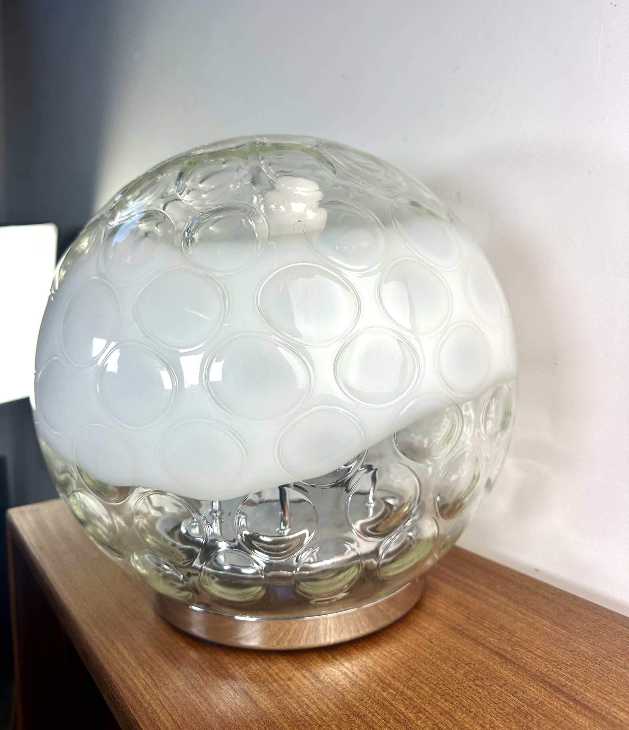 Lampe boule vintage Verre soufflé et bullé de Murano Années 1970 – Image 5