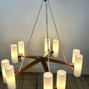 Lustre scandinave Östen Kristiansson pour Luxus Suède – 10 lumières – 1960'S – Image 10