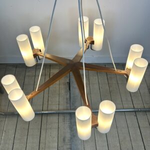 Lustre scandinave Östen Kristiansson pour Luxus Suède – 10 lumières – 1960'S – Image 6